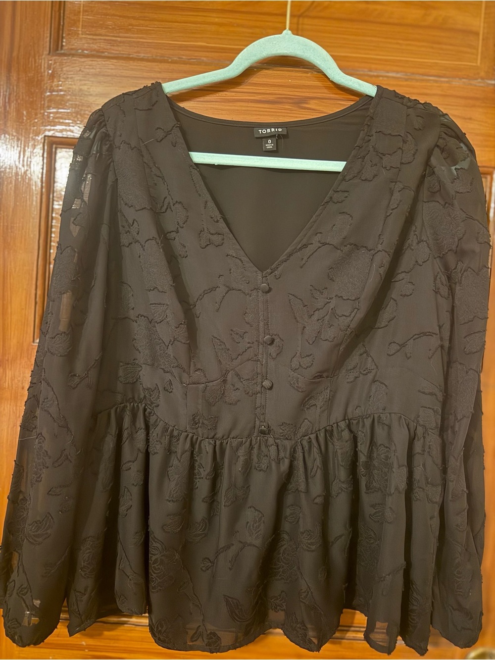 Torrid Black Floral Peplum V-Neck Long Sleeve Dress *Size 12*